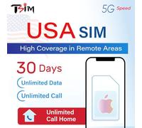 USA SIM Card for Tourists - Unlimited 5G Data + Unlimited Calls & Texts | High Coverage in Remote Areas | 30-Day Plan | US Number & 10 GB Hotspot | Designed for iPhone