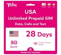 USA SIM Card for Travel to the USA. PrePaid. T-Mobile network with Unlimited Data, Calls and Texts. Upgraded 5G SIM Card! (28 Day)