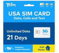 USA SIM Card Valid for 21 Days | Call Home for Free | T-Mobile Network with Unlimited High Speed Data on 5G/4G/LTE | Unlimited Local Calls & Texts to UK + USA (including Hawaii) Number | 5G SIM Card!