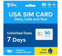 USA SIM Card Valid for 7 Days | Call Home for Free | T-Mobile Network with Unlimited High Speed Data on 5G/4G/LTE | Unlimited Local Calls & Texts to UK + USA (including Hawaii) Number | 5G SIM Card!