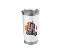 USA Skeleton Biker, American Flag Motorcycle Freedom Stainless Steel Insulated Tumbler