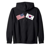 USA South Korea Crossed Flags American South Korean Jersey Zip Hoodie