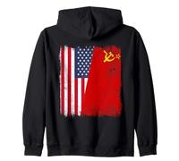 USA Soviet Union Flag American CCCP Heritage Zip Hoodie