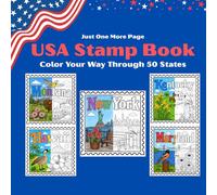USA Stamp Coloring Book: Color Your Way Through 50 States (Just One More Page)
