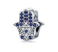 USA Stars Stripes Lucky Fish Cross Heart Eagle Moon Star Charm Bead Pendant 925 Sterling Silver Compatible With Pandora Charm Moments Bracelet (Hamsa Hand Star Fatima Love Heart)