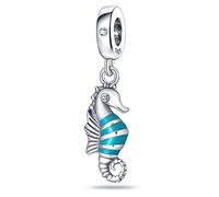 USA Stars Stripes Lucky Fish Cross Heart Eagle Moon Star Charm Bead Pendant 925 Sterling Silver Compatible With Pandora Charm Moments Bracelet (Seahorse Horse Sea Ocean)