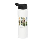 USA State Buffalo Windmills Vacation Nebraska Stainless Steel Insulated Water Bottle