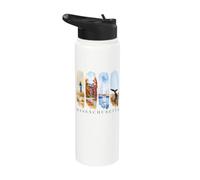 USA State Coastal Lighthouses Whales Vacation Massachusetts Stainless Steel Insulated Water Bottle