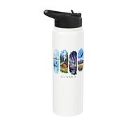 USA State Glaciers and Eagle Vacation Alaska Stainless Steel Insulated Water Bottle