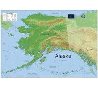 USA State Maps - Alaska State Physical Map - Size A2-59.4 x 42 cm - Paper Laminated