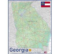 USA State Maps - Georgia State Physical Map - Size 51.9 x 42 cm - Paper Laminated