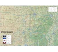 USA State Maps - Kansas, Oklahoma, Missouri and Arkansas Physical Map - Size A1-84.1 x 59.4 cm - Paper Laminated