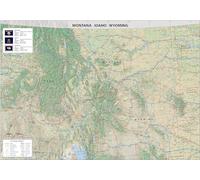 USA State Maps - Montana, Idaho and Wyoming Physical Map - Size A1-84.1 x