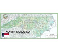 USA State Maps - North Carolina Physical State Map - Size 62.2 x 27.6 cm - Paper Laminated