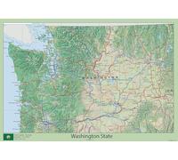 USA State Maps - Washington State Physical Map - Size 59.4 x 40.9 cm - Paper Laminated