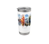 USA State Ocean Lighthouse Bears Vacation Maine Stainless Steel Insulated Tumbler