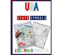 USA State Symbols Coloring Book: Geography & State Research Activity