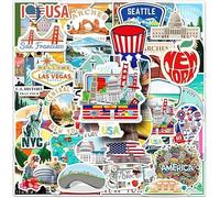 USA Stickers |50Pcs United States of America Waterproof Vinyl Decals for Water Bottles Laptop Luggage Cup Computer Mobile Phone Skateboard Guitar