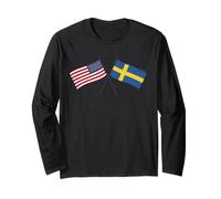 USA Sweden Crossed Flags American Swedish Friendship Long Sleeve T-Shirt