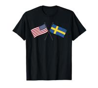 USA Sweden Crossed Flags American Swedish Friendship T-Shirt