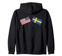 USA Sweden Crossed Flags American Swedish Friendship Zip Hoodie
