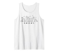 USA Texas Line Art Skyline Beautiful City Dallas Tank Top