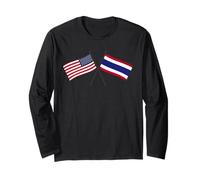 USA Thailand Crossed Flags American Thai Unity Long Sleeve T-Shirt