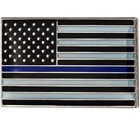 USA Thin Blue Line American United States Police Lapel Pin Badge - 1.9cm x 2.2cm - Hard Enamel American Flag Support Pin - Law Enforcement Tribute Badge