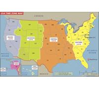 USA Time Zone Map - Compact - 63 x 41 cm Poster - Rolled Canvas