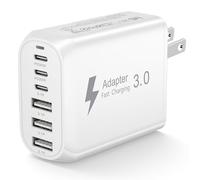 USA Travel Adapter Charger, 60W US Plug Adapter Fast Charger Plug with 3 USB C+3 USB A, US Travel Adaptor American/US/Canada/China/Japan Wall Adaptor Fast Charging for iPhone 17 16 15,Samsung Galaxy