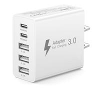 USA Travel Charger, US Plug Adapter, Canada Travel Plug, 50W USB C Fast Charger with 2 USB-C & 3 USB-A Ports for USA/Canada/Mexico/Japan/China, American Type A/B Wall Charger, US Travel Essentials