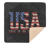 USA Typography Love Leave American Flag Large Stylish Baby Gym & Activity Mat for Indoor Outdoor Waterproof Padded Baby Mat for Babies Infants Toddlers, 50'' x 50''
