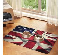 USA UK Flag Pet Feeding Mat 40x60cm, Absorbent Dog Mat for Food and Water Bowl, PU Leather Cat Food Mat Waterproof Dog Bowl Mats Quick Dry Pet Placemats-No Stains