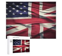 USA UK Flag Puzzles for Adults Wooden Jigsaw Puzzle with Storage Box Personalized Exquisite Wooden Puzzle for Home Wall Decorative Puzzles&Relaxing Gifts 500 PCS Pieces