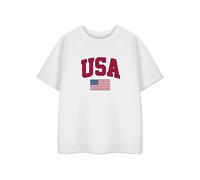 USA Unisex Kids White T-Shirt | USA Flag Graphic Design Tee for Boys & Girls | Sports Fan Summer Olympics Merchandise