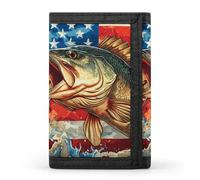 USA United States Bass Fish Trifold Wallets Slim Credit Card Holder Wallet Coin Purse Front Pocket Wallets for Men