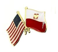 USA United States of America Poland Polish Coat of Arms Crest American Friendship Metal Enamel Country Flags Pin Badge
