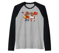 USA Vietnam Flag Proud Vietnamese American Roots Raglan Baseball Tee