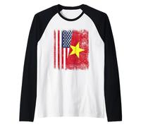 USA Vietnam Half Flag American Vietnamese History Raglan Baseball Tee