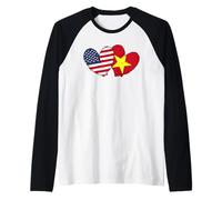 USA Vietnam Heart Flags American Vietnamese Love Pride Raglan Baseball Tee