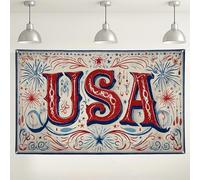 USA Vintage Celebration Wall Backdrop, Patriotic Red Blue Decorative Banner, Independence Day Indoor/Outdoor Photo Background for Holiday Events 71x43 Inch