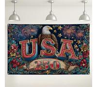 USA Vintage Patriotic Wall Backdrop, Elegant Floral Eagle Design for Independence Day Celebrations, Festive Indoor/Outdoor Photography Background 71x43 Inch