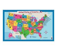 USA Wall Map for Kids with Illustrations- United States Poster Map for Home or Classroom, (18” x 29” Laminated)