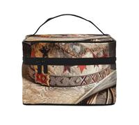 USA West Rodeo Hat Prints Travel Makeup Bag Flip Portable Toiletry Bag with Handle for Women's Travel and Daily Use