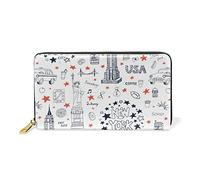 USA White Car New York Wallet Real Leather Purse Credit Card Holder for Women Phone Girl