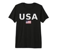 USA with American Flag Under Lettering - US Flag 4th July Premium T-Shirt