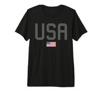 USA with American Flag Under Lettering - US Flag 4th July Premium T-Shirt