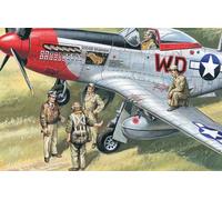 Usaaf Pilots and Ground Personnel (1941-1945) (5 Figures) 1:48 Plastic Kit Icm