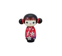 Usaburo Japanese Kokeshi Doll Uraraka Red Kimono with Floral Pattern 2014-9