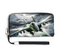 USAF F-15 Eagle Thundering Leather Wallet Fashion Purse Long Pouch with Wrist Strap for Men Women